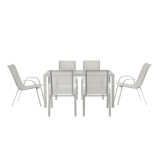 Conjunto de jardim LORCA com mesa retangular e 6 cadeiras