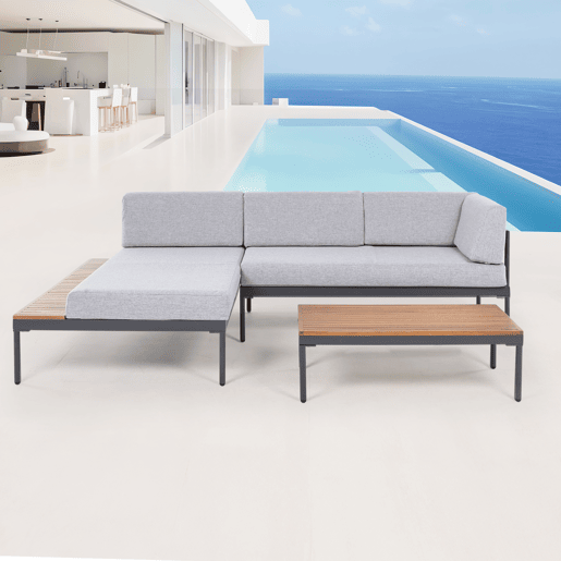 Conjunto de jardim NÍJAR com chaise longue e mesa de centro Conjunto de jardim NÍJAR com chaise longue e mesa de centro