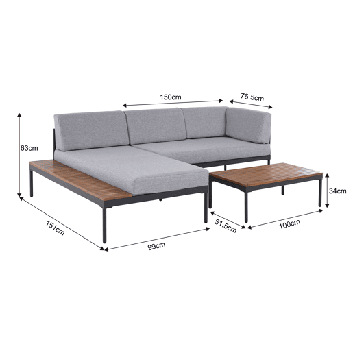Conjunto de jardim NÍJAR com chaise longue e mesa de centro Conjunto de jardim NÍJAR com chaise longue e mesa de centro