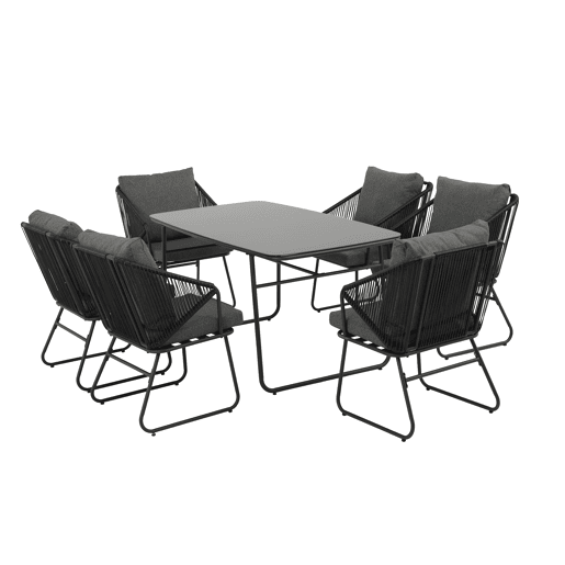 Conjunto de jardim VICAR com mesa retangular e 6 cadeirões