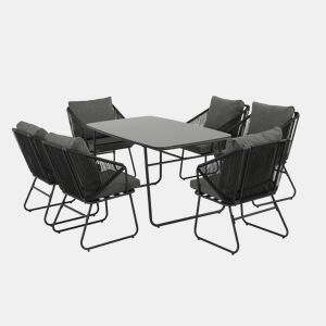 Conjunto de jardim VICAR com mesa retangular e 6 cadeirões