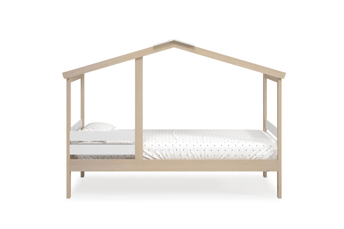 Cama cabaña AZRAEL 90cm madera natural y blanco