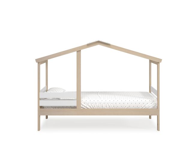 Cama cabaña azrael 90cm madera natural y blanco - conforama