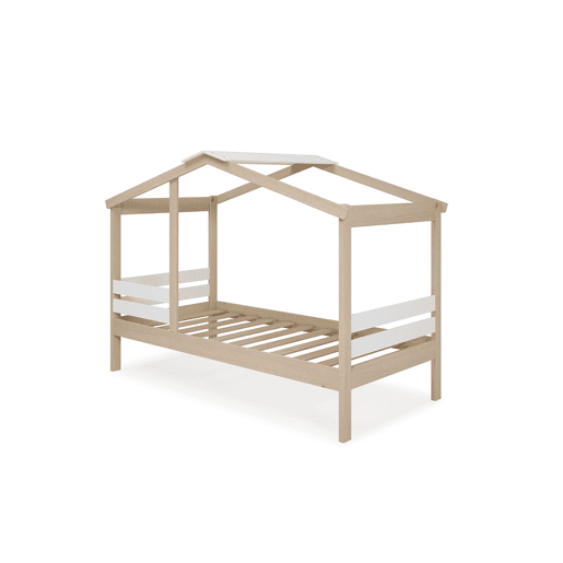 Cama tipo cabana AZRAEL 90cm madeira natural e branca