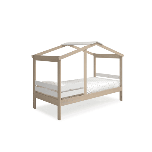 Cama tipo cabana AZRAEL 90cm madeira natural e branca