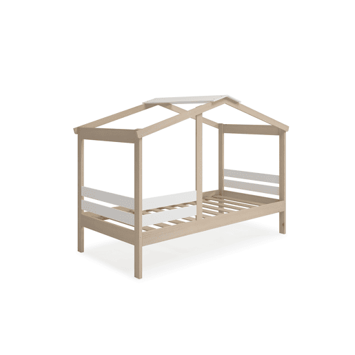 Cama tipo cabana AZRAEL 90cm madeira natural e branca