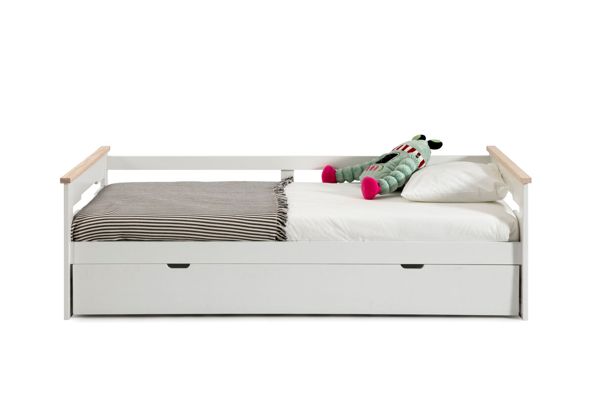 Cama nido RAZIEL 90cm blanco y madera natural