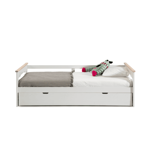 Cama nido RAZIEL 90cm branco e madeira natural Cama nido RAZIEL 90cm branco e madeira natural