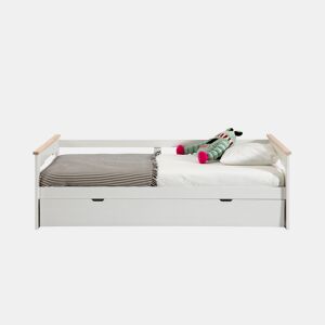 Cama nido RAZIEL 90cm branco e madeira natural