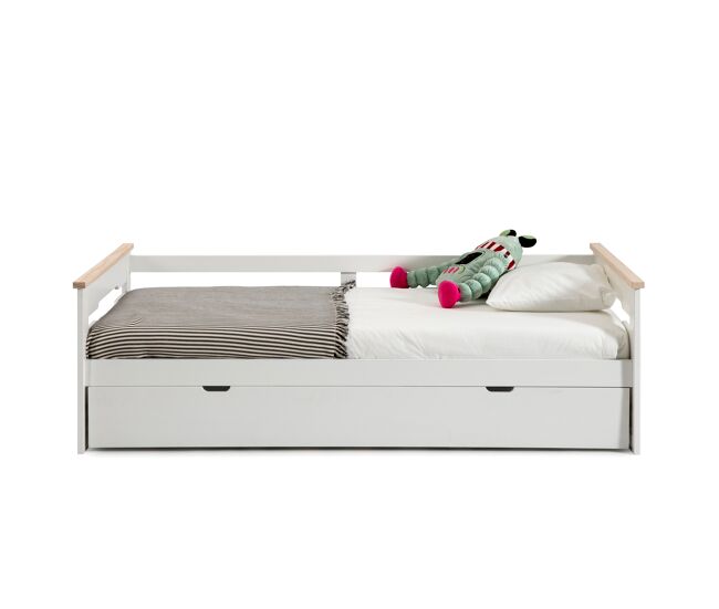 Cama nido raziel 90cm blanco y madera natural - conforama