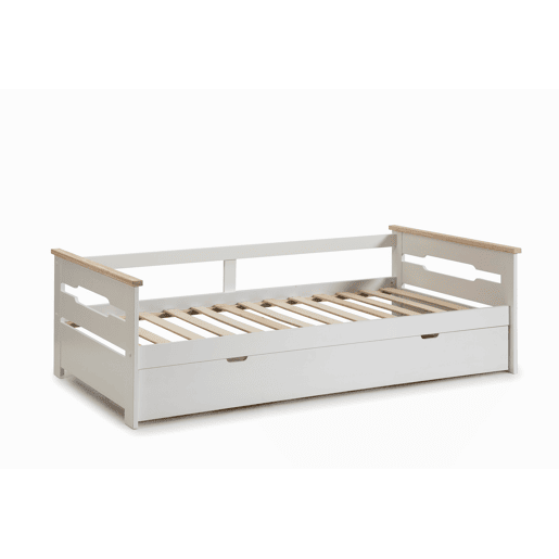 Cama nido RAZIEL 90cm branco e madeira natural Cama nido RAZIEL 90cm branco e madeira natural