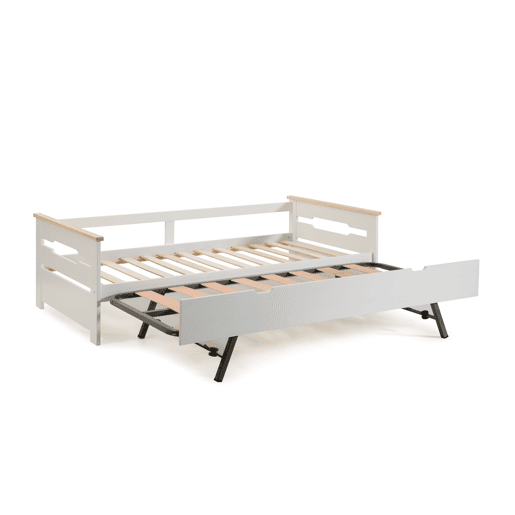 Cama nido RAZIEL 90cm branco e madeira natural Cama nido RAZIEL 90cm branco e madeira natural