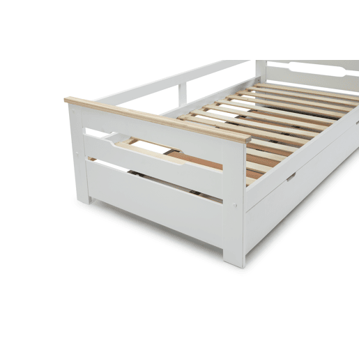 Cama nido RAZIEL 90cm branco e madeira natural Cama nido RAZIEL 90cm branco e madeira natural