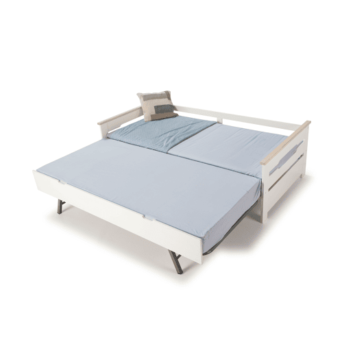 Cama nido RAZIEL 90cm branco e madeira natural Cama nido RAZIEL 90cm branco e madeira natural