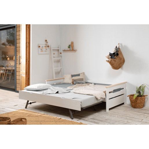 Cama nido RAZIEL 90cm branco e madeira natural Cama nido RAZIEL 90cm branco e madeira natural