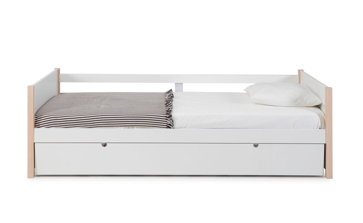 Cama nido uriel 90cm blanco y madera natural - conforama