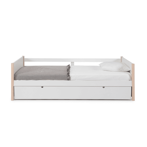 Cama nido URIEL 90cm branco e madeira natural