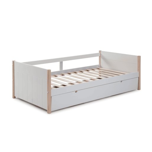 Cama nido URIEL 90cm branco e madeira natural