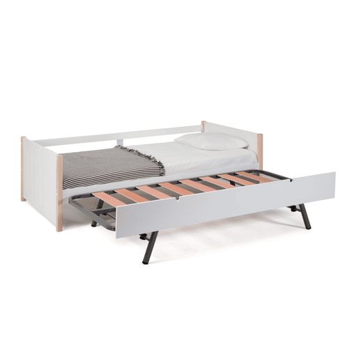 Cama nido URIEL 90cm branco e madeira natural