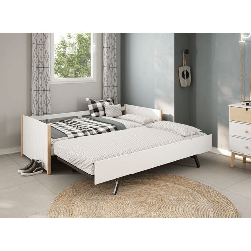 Cama nido URIEL 90cm branco e madeira natural