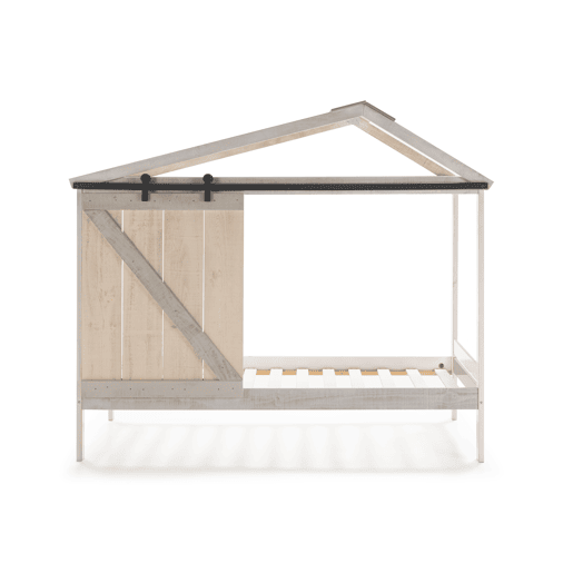 Cama tipo cabana JEREMIEL 90cm em branco rústico e cinza claro