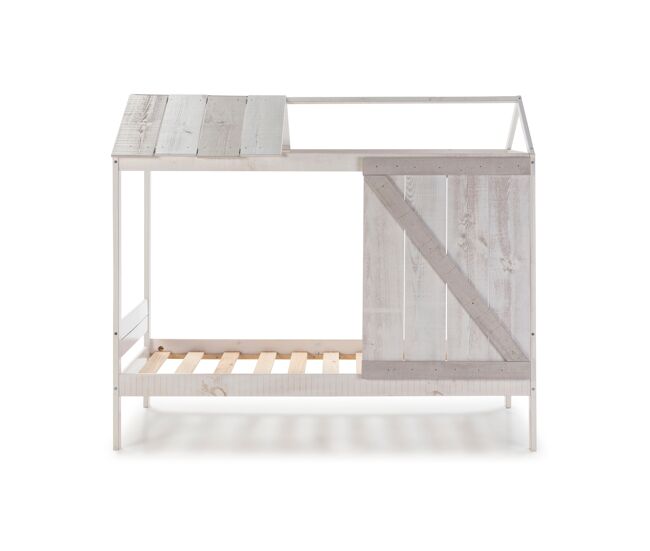 Cama cabaña eliot 90cm blanco, gris claro y gris oscuro - conforama