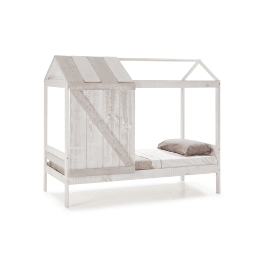 Cama tipo cabana ELIOT 90cm branco cinza claro e cinza escuro