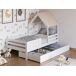 Cama 90cm cabaña ANGELA blanco lacado y madera natural Cama 90cm cabaña ANGELA blanco lacado y madera natural Natural/ Blanco