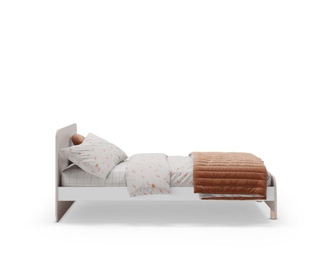 Cama lani 90cm crema y madera natural - conforama