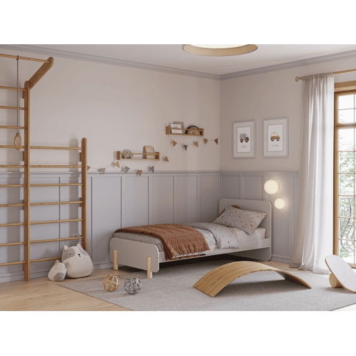 Cama LANI 90cm em creme e madeira natural Cama LANI 90cm em creme e madeira natural