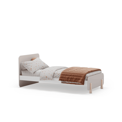Cama LANI 90cm em creme e madeira natural Cama LANI 90cm em creme e madeira natural