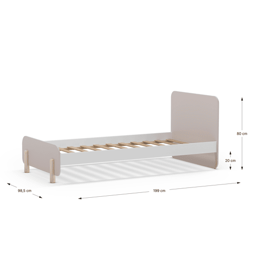Cama LANI 90cm em creme e madeira natural Cama LANI 90cm em creme e madeira natural