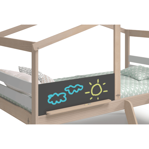 Cama LAURA 90cm com escorrega em madeira natural e branca