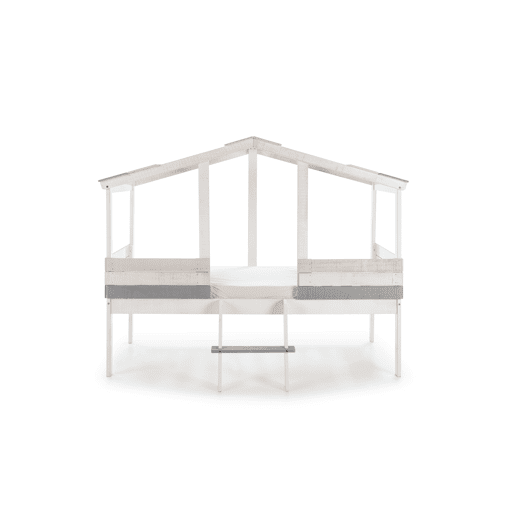 Cama tipo cabana CHAMUEL branco rústico e cinzas
