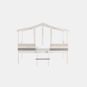 Cama tipo cabana CHAMUEL branco rústico e cinzas