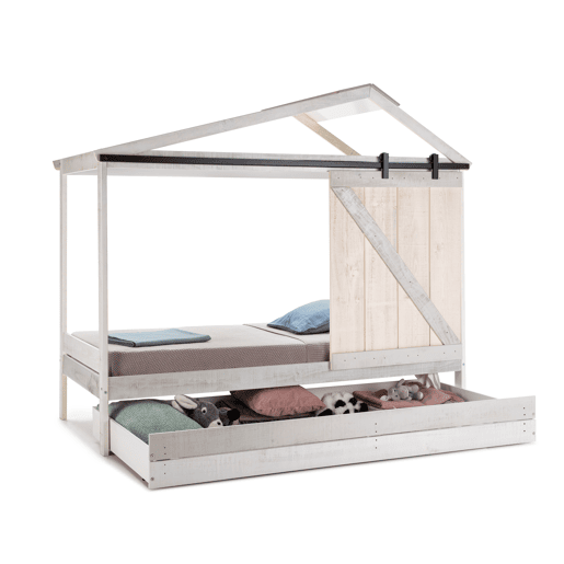 Gaveta cabana JEREMIEL 90cm branco rústico e cinza claro
