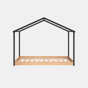 Cama tipo cabana montessori KARIM 90x200cm antracite e carvalho