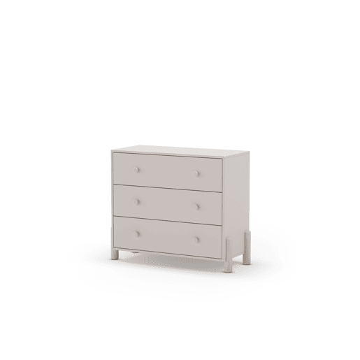 Cómoda ELLIS 3 gavetas em creme e madeira natural