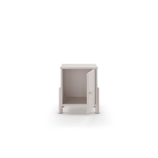 Mesa de cabeceira ELLIS 1 porta creme e madeira natural