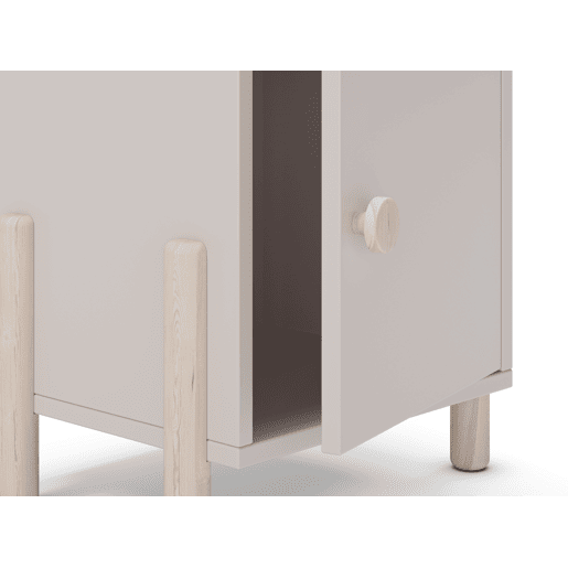 Mesa de cabeceira ELLIS 1 porta creme e madeira natural