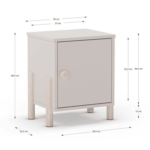 Mesa de cabeceira ELLIS 1 porta creme e madeira natural