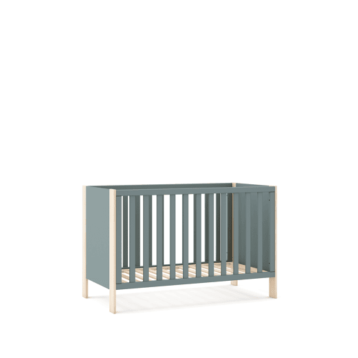 Berço SIANNE 120x60cm verde caqui e madeira natural