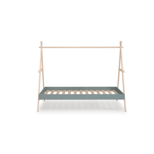 Cama tipo cabana SOFIA 90x200cm madeira natural e verde caqui
