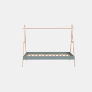 Cama tipo cabana SOFIA 90x200cm madeira natural e verde caqui