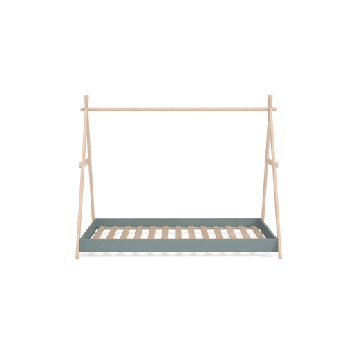 Cama tipo cabana SOFIA 90x200cm madeira natural e verde caqui
