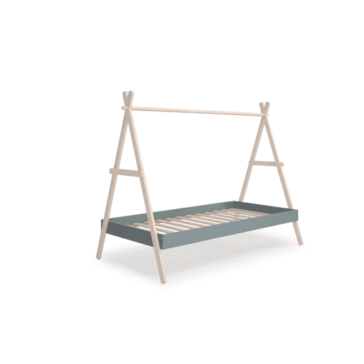 Cama tipo cabana SOFIA 90x200cm madeira natural e verde caqui