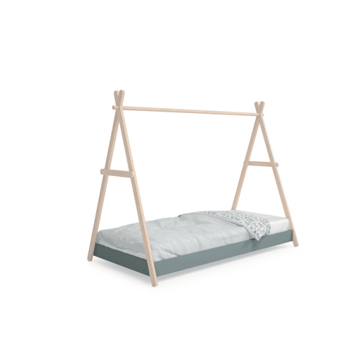 Cama tipo cabana SOFIA 90x200cm madeira natural e verde caqui