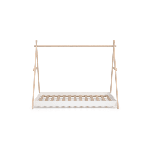 Cama tipo cabana SOFIA 90x200cm madeira natural e branco