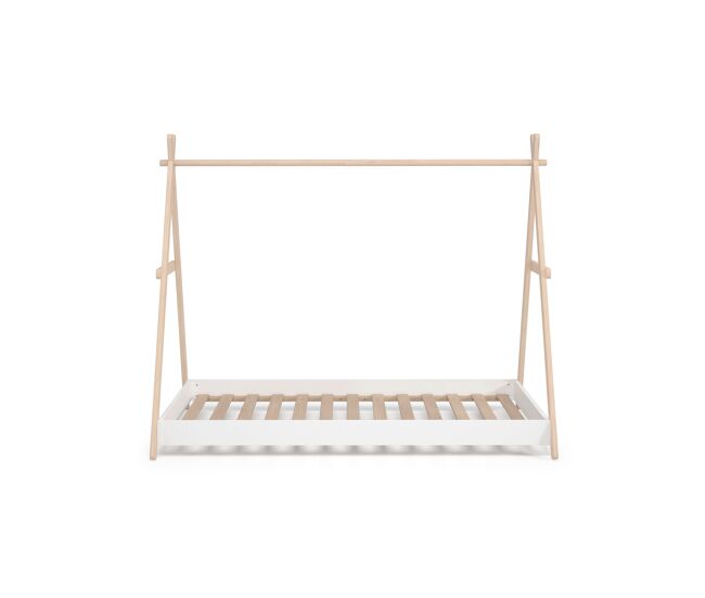 Cama cabaña sofia 90x200cm madera natural y blanco - conforama