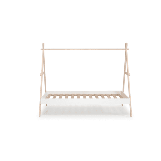 Cama tipo cabana SOFIA 90x200cm madeira natural e branco